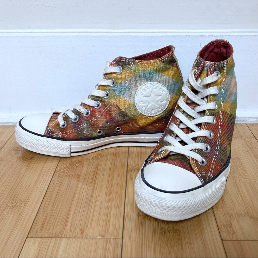 Converse All Star Chuck Taylor metallic wedge heeled sneakers, size 7